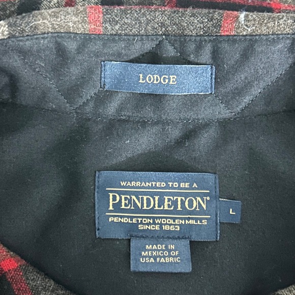 Pendleton Mens Lodge Wool Button Up Plaid Shirt Size Large - Picture 6 of 11